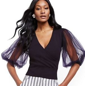 Brand new black sweater with tulle sleeve